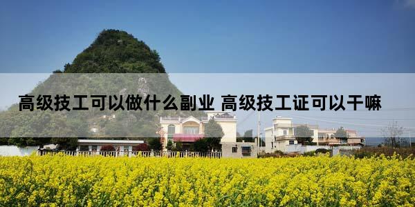 高级技工可以做什么副业 高级技工证可以干嘛